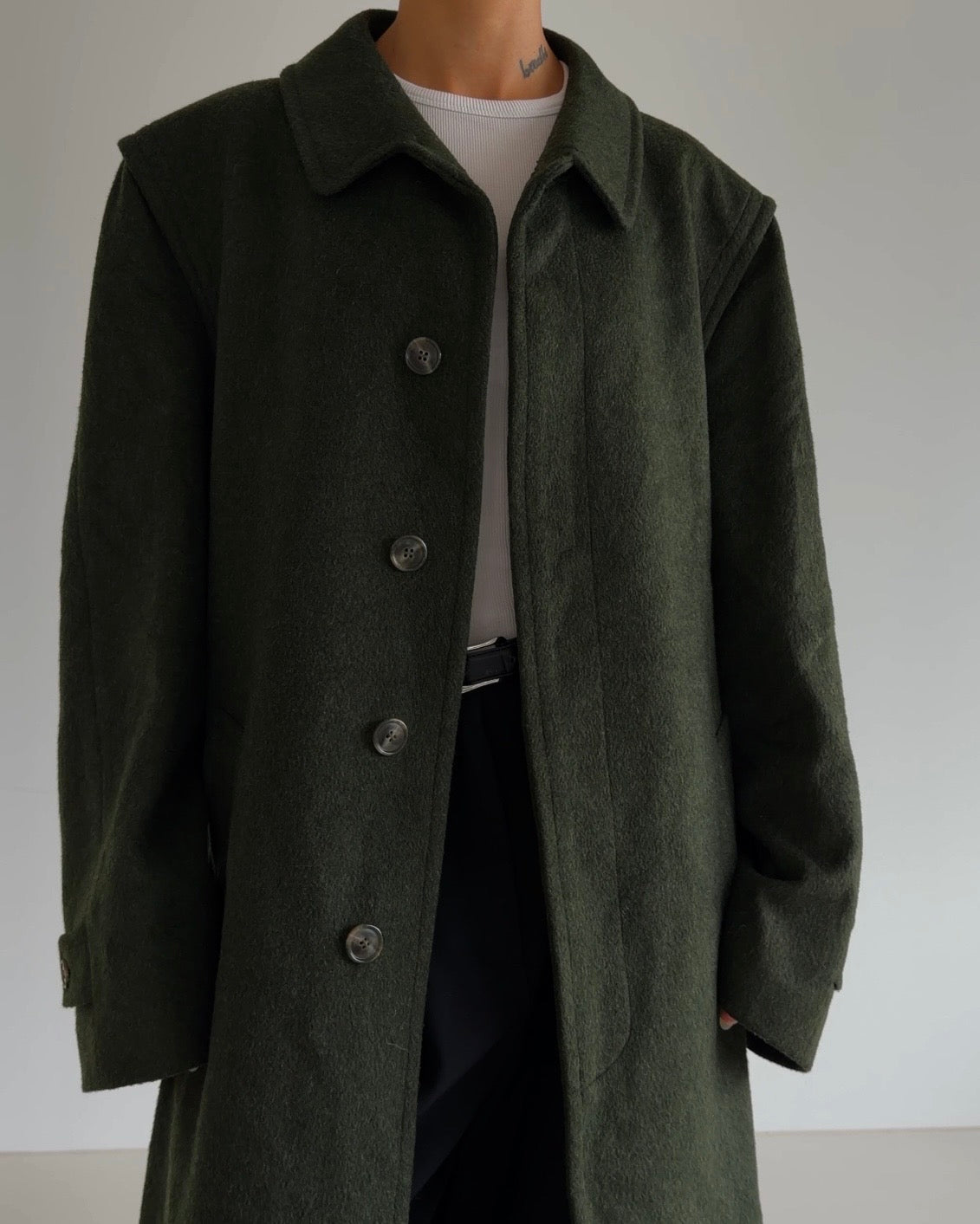 Oversized Wool Coat Dark Green