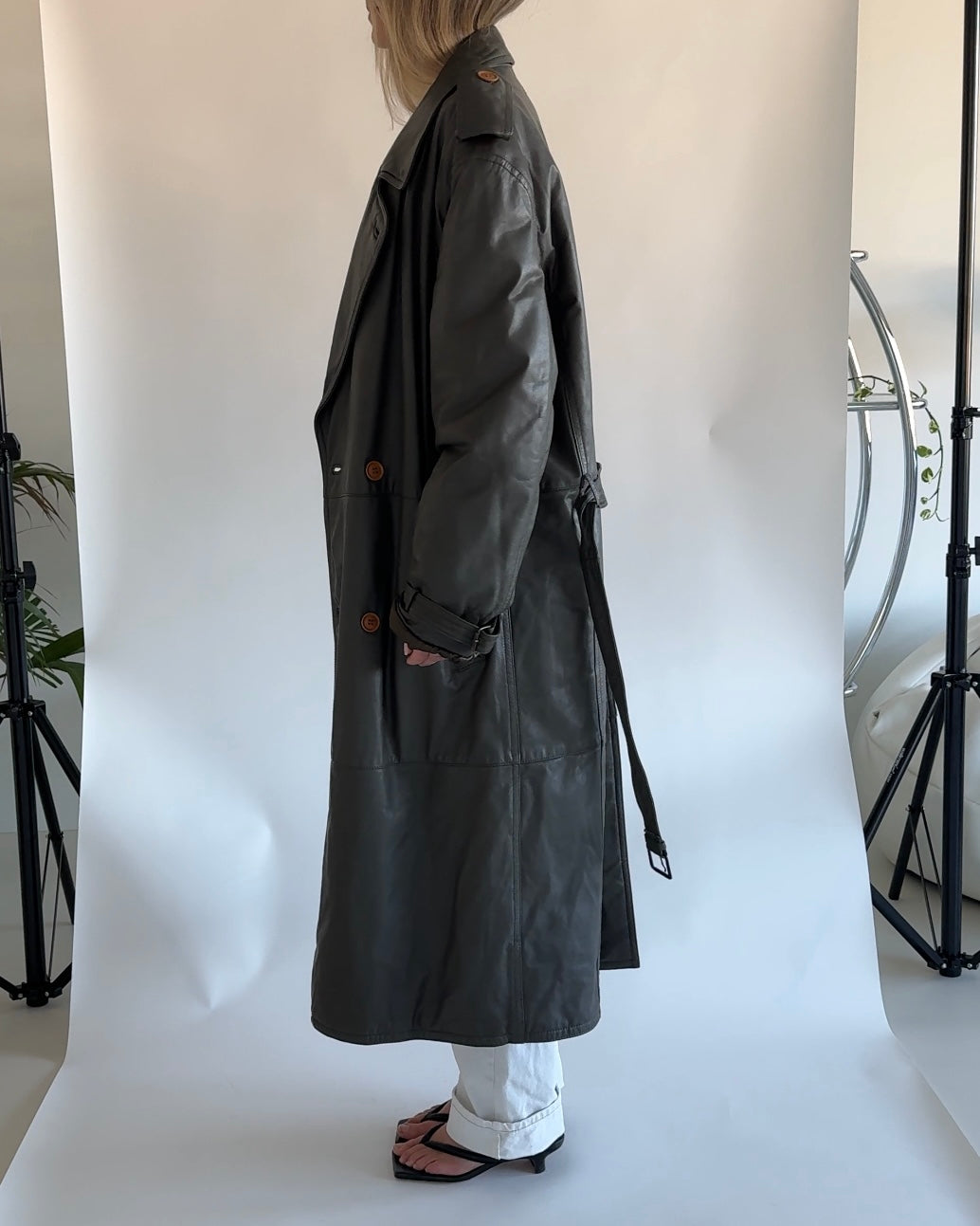 Leather Coat Khaki