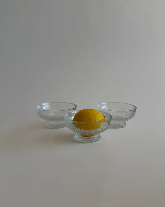 Vintage Textured Glass Dessert Bowls – Set of 3