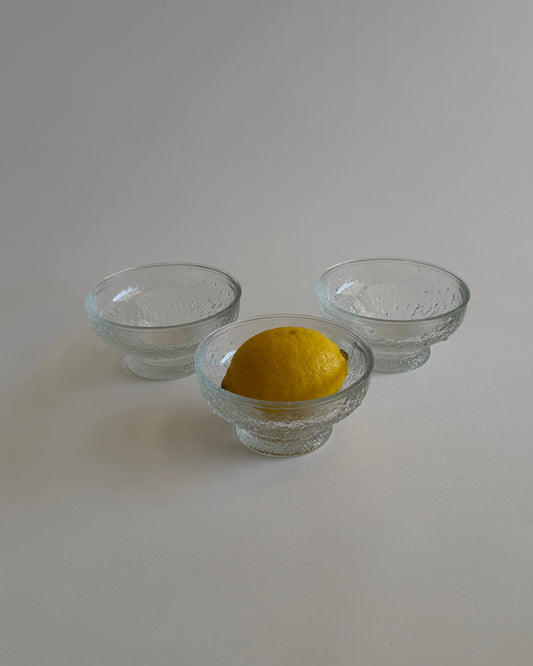Vintage Textured Glass Dessert Bowls – Set of 3