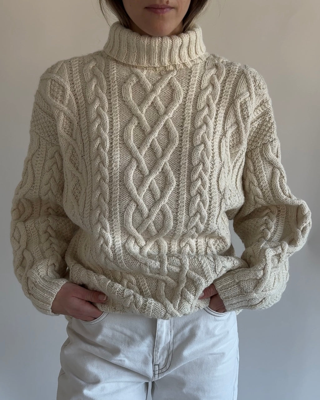 Cable Knit Turtleneck Pullover
