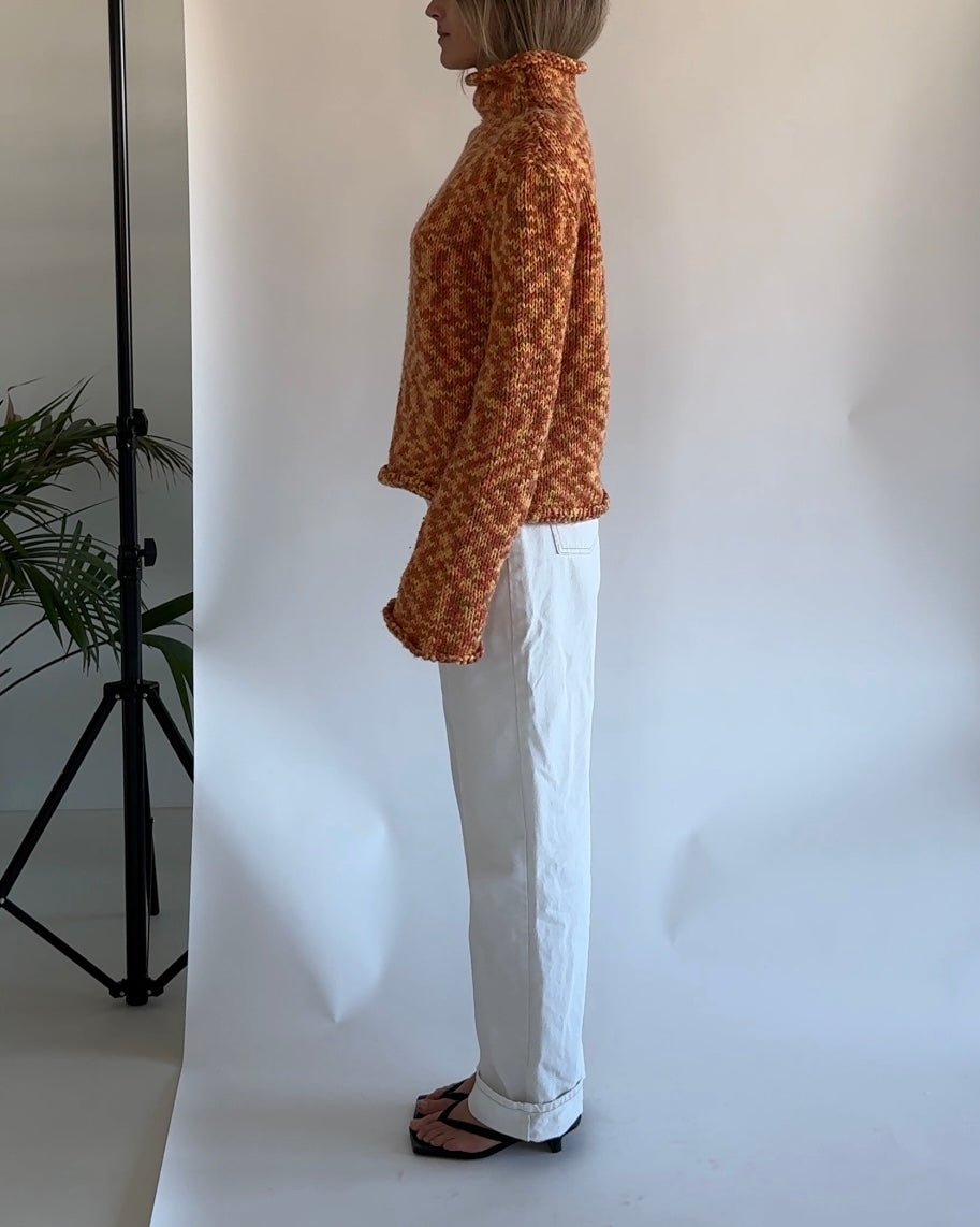 Handknitted Turtleneck Pullover Orange