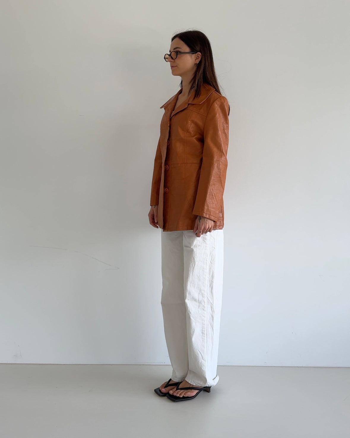 Orange Leather Blazer