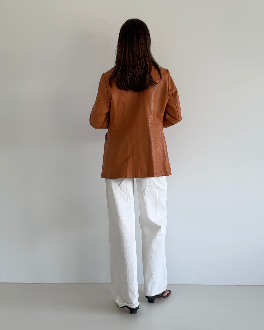 Orange Leather Blazer