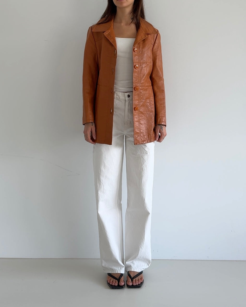 Orange Leather Blazer