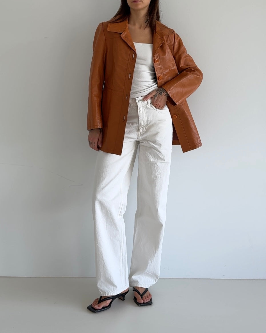 Orange Leather Blazer