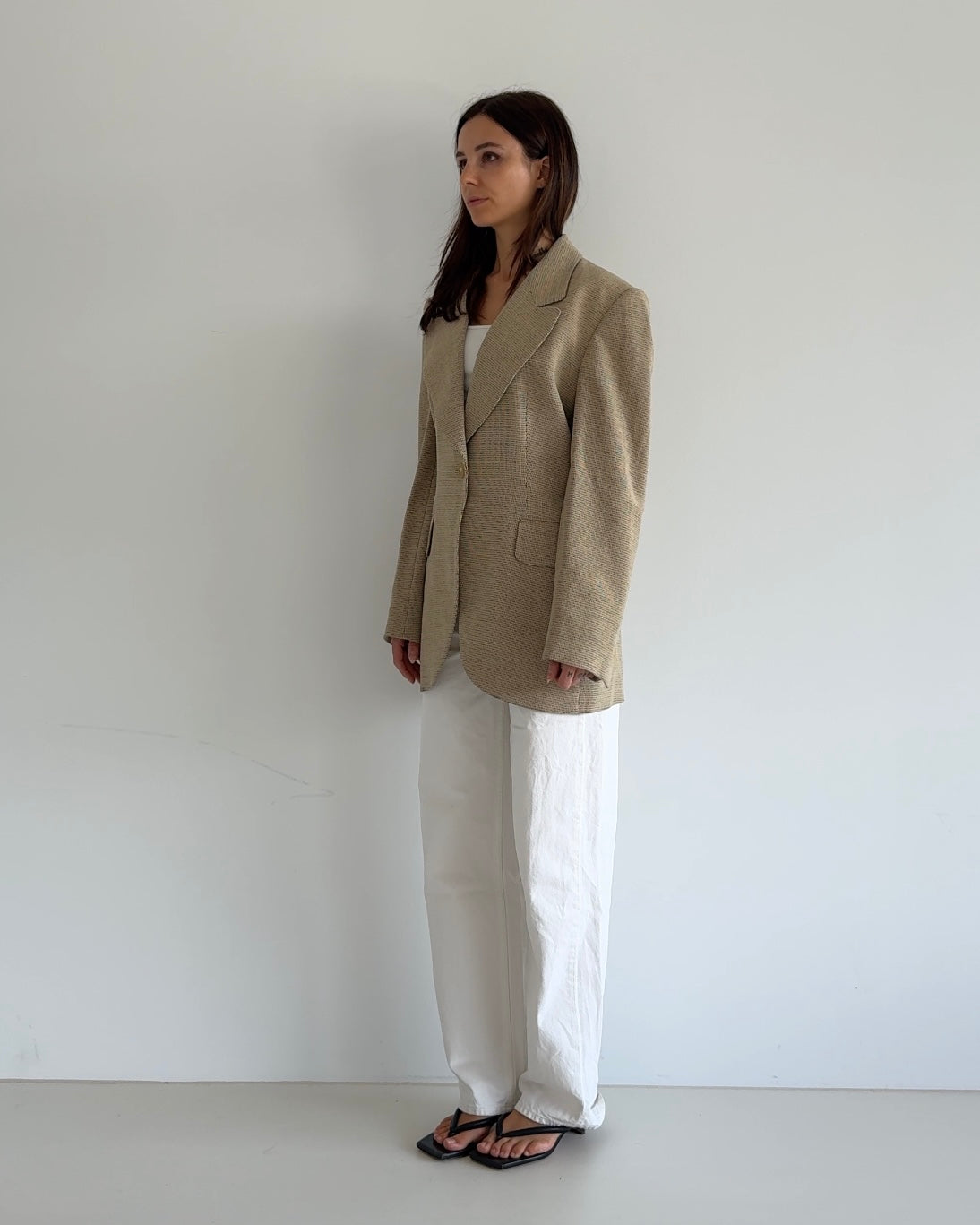 Checked Blazer Beige
