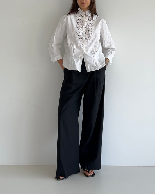 White Blouse with Detailed Collar