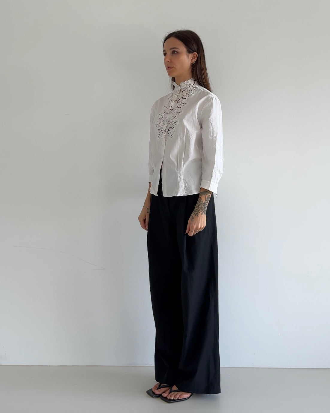 White Blouse with Detailed Collar