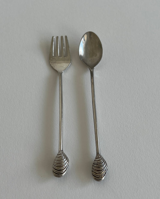 Vintage Little Teaspoon and Fork with Shells