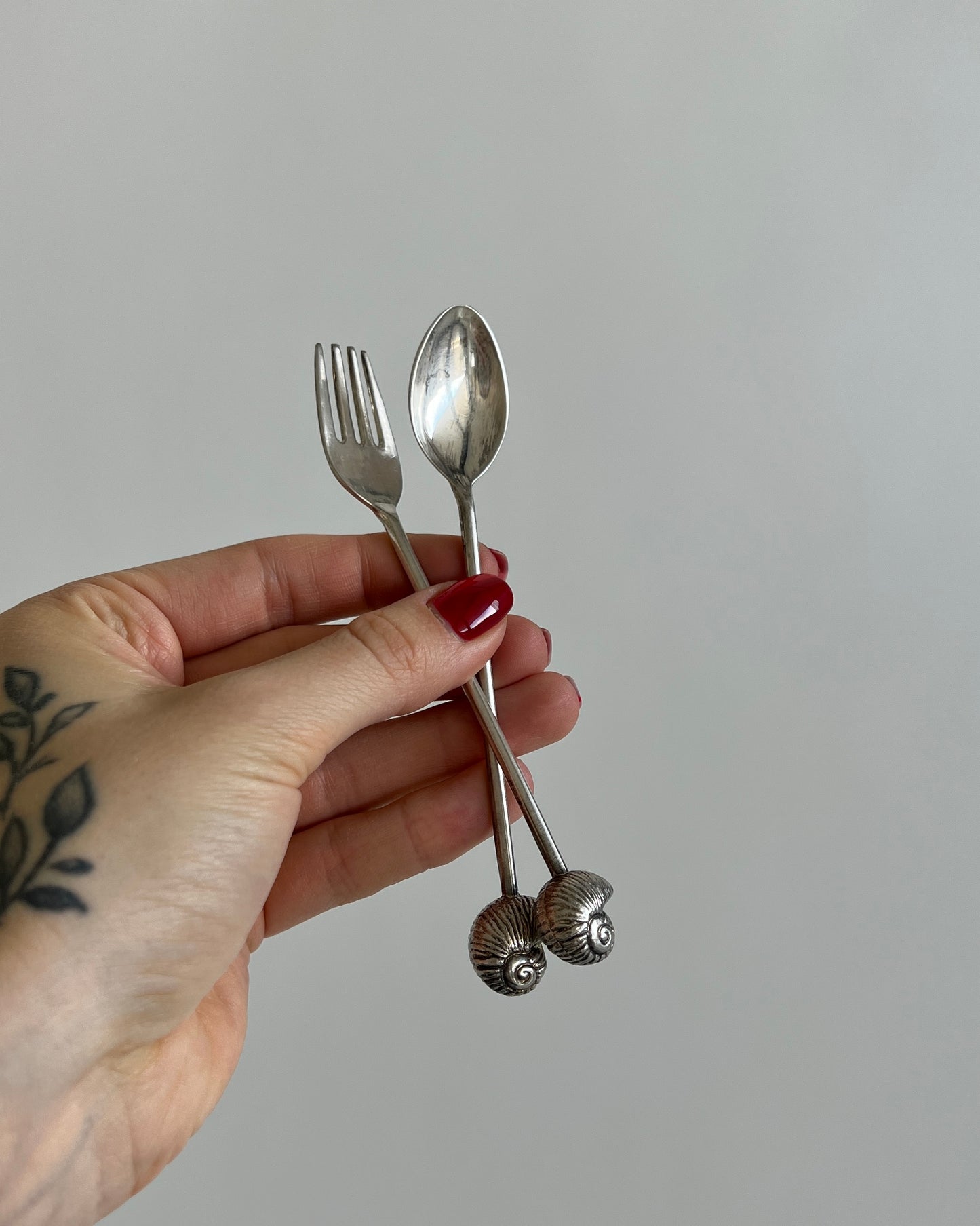 Vintage Little Teaspoon and Fork with Shells