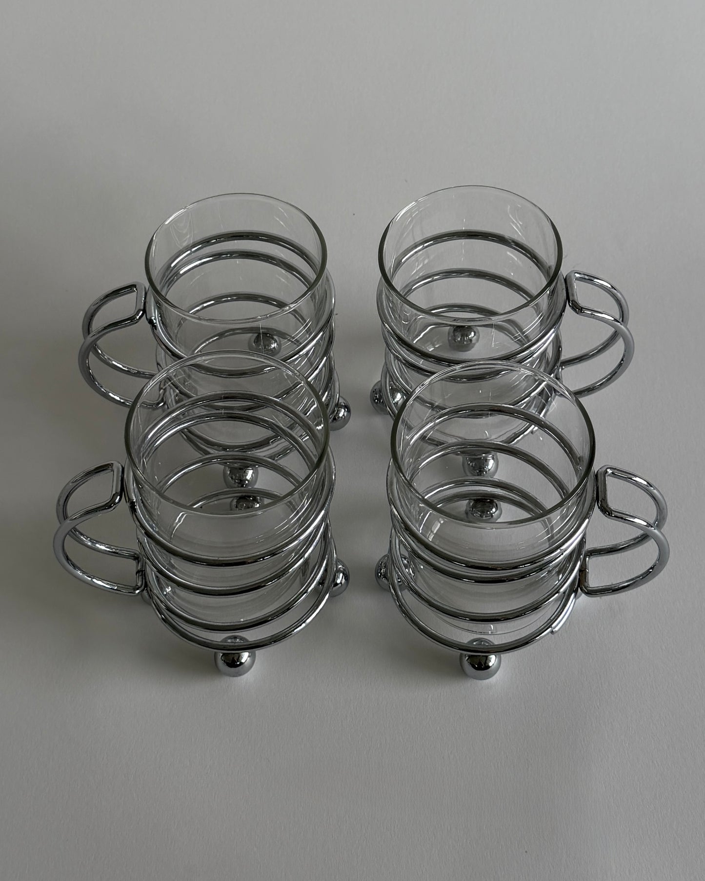 Vintage Chrome & Glass Cups - Set of 2