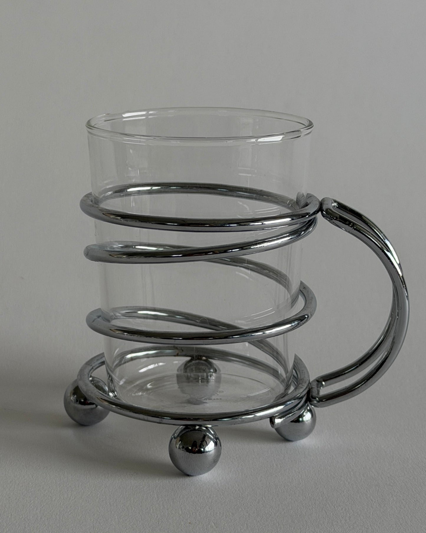 Vintage Chrome & Glass Cups - Set of 2