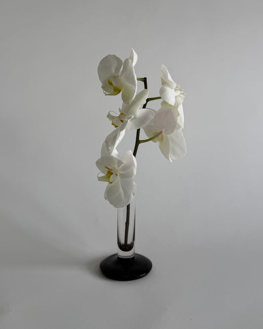 Vintage 60s Black & Clear Glass Bud Vase