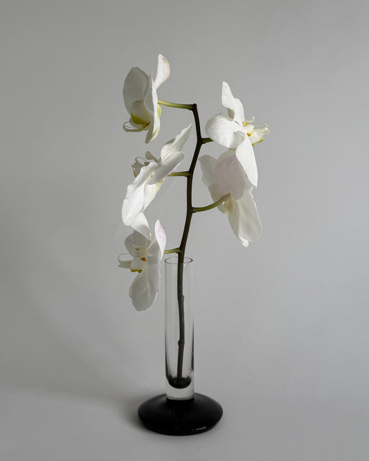 Vintage 60s Black & Clear Glass Bud Vase