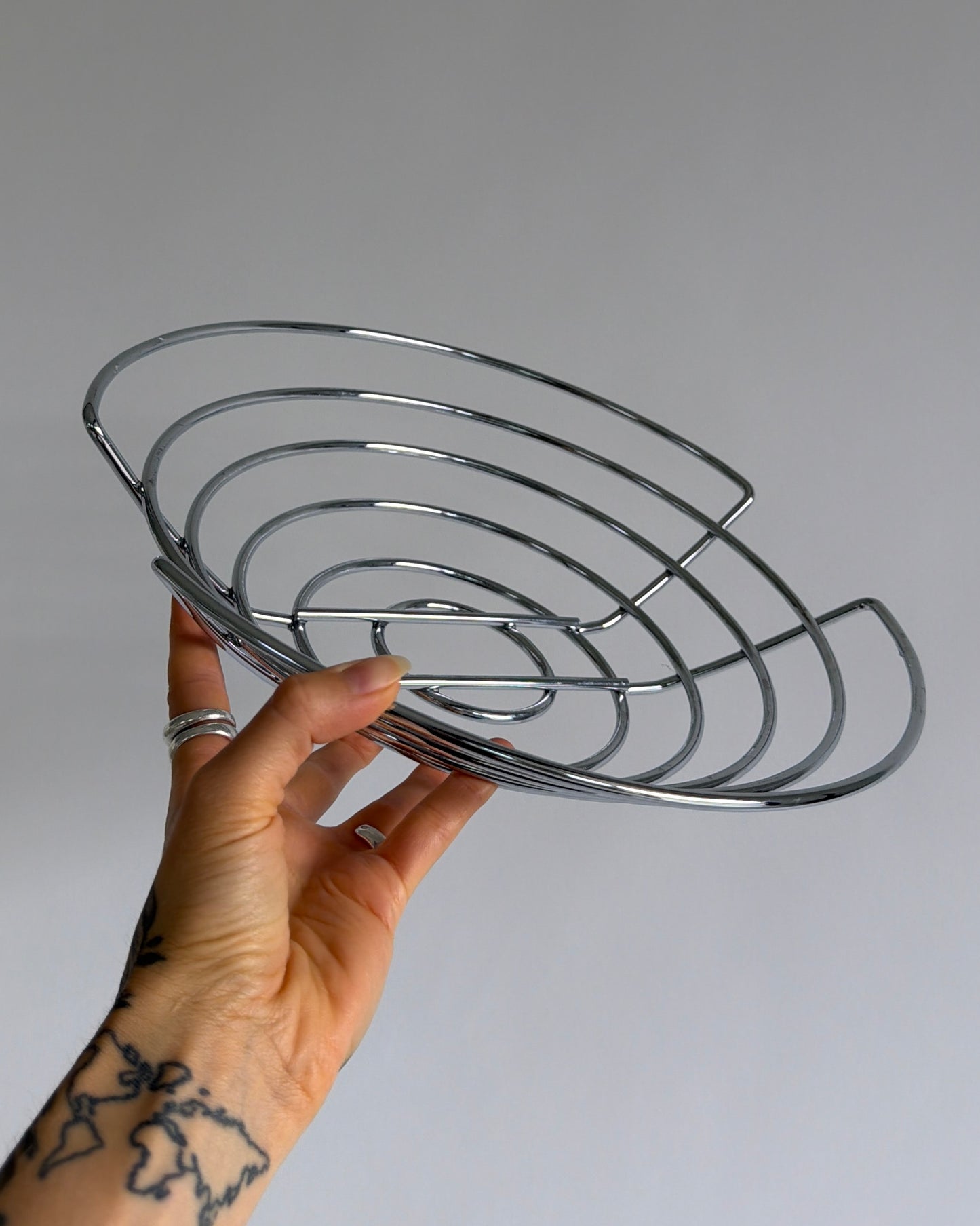 Chrome Spiral Fruit Bowl