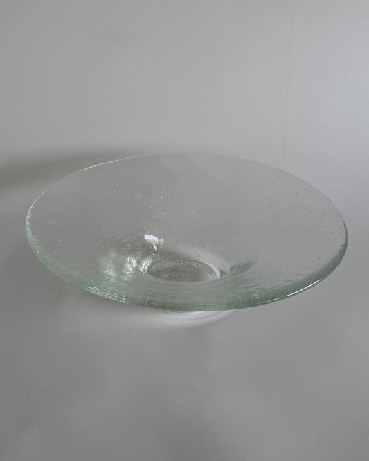Heavy Sculptural Art Glass Bowl - Handcrafted Glass Centerpiece