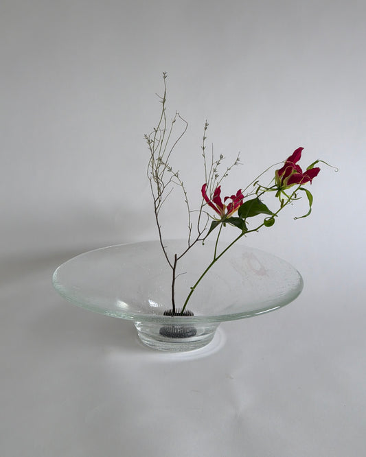 Heavy Sculptural Art Glass Bowl - Handcrafted Glass Centerpiece