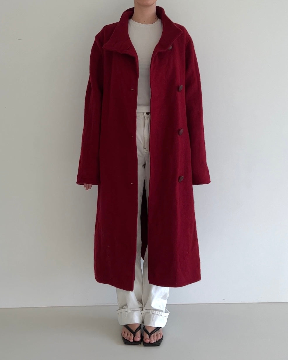 Wool Coat Dark Red