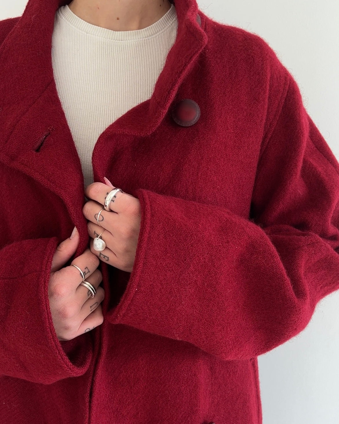 Wool Coat Dark Red