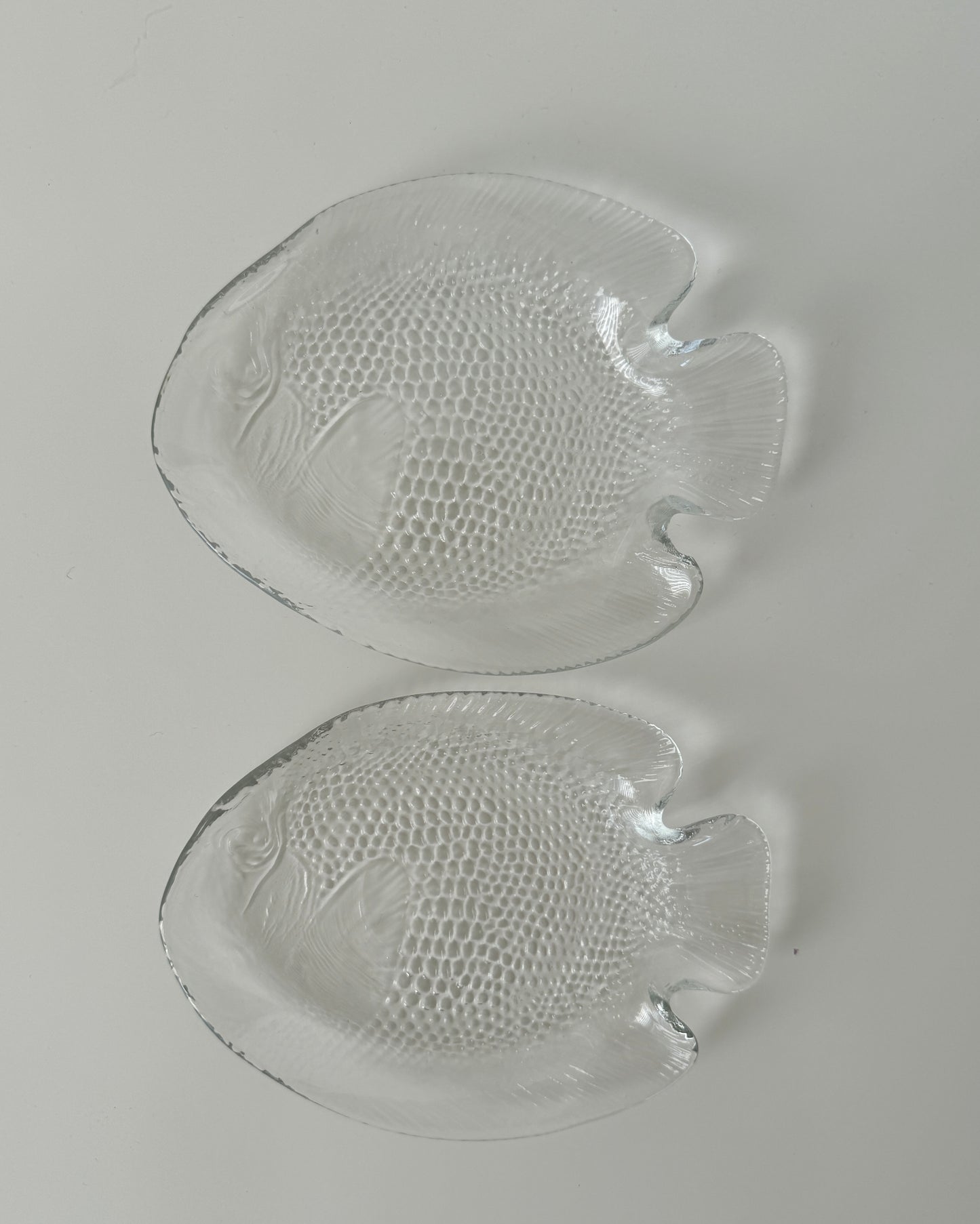 Glass Fish Plates from Arcoroc Arc, 1970s Set of 2