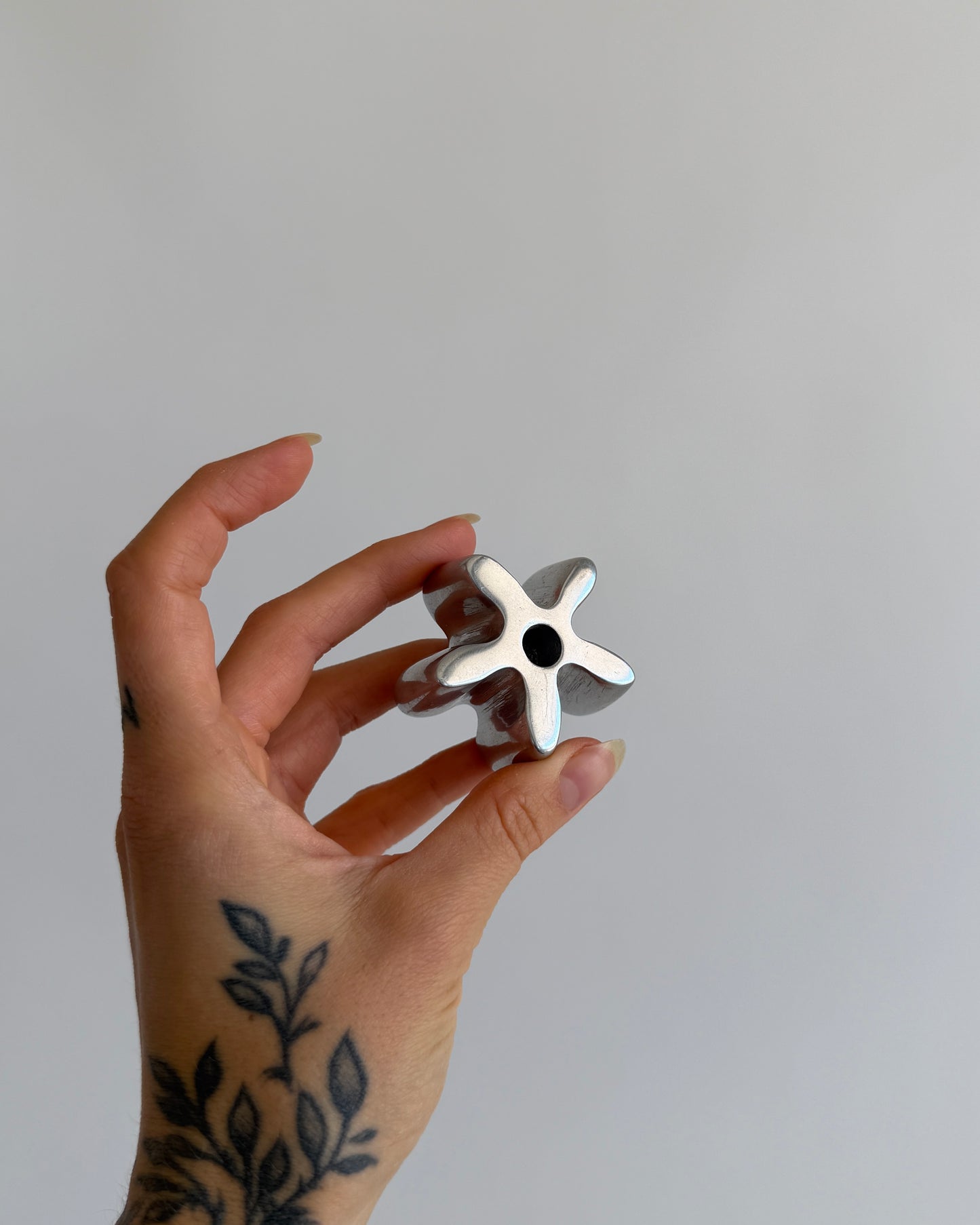 Set of 3 Vintage Sculptural Flower Objects – Polished Metal