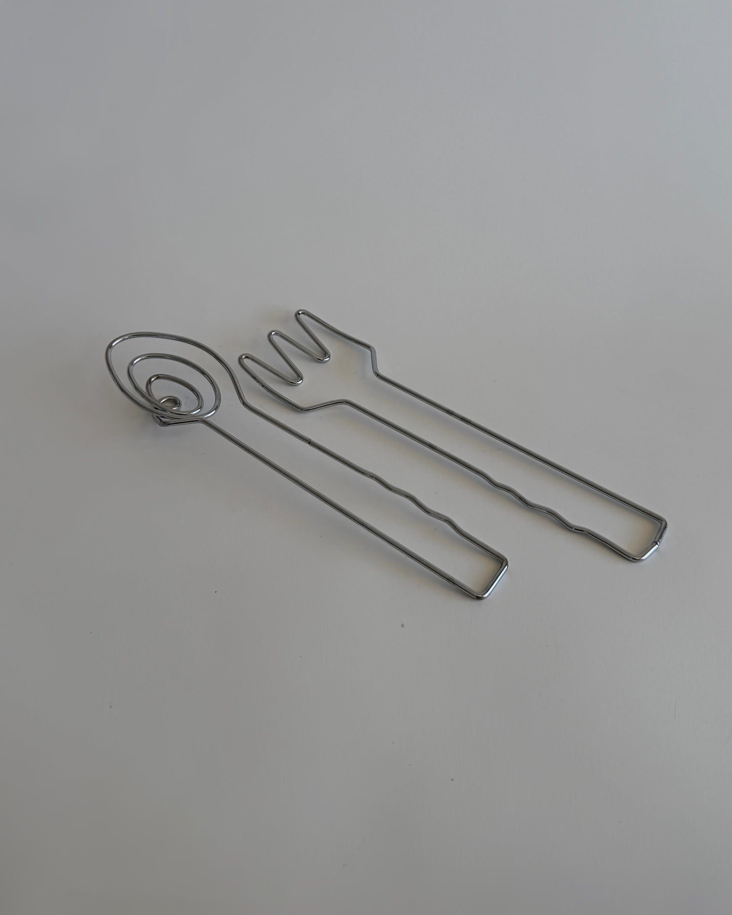 Vintage Chrome Wire Salad Servers – Postmodern Spiral Design