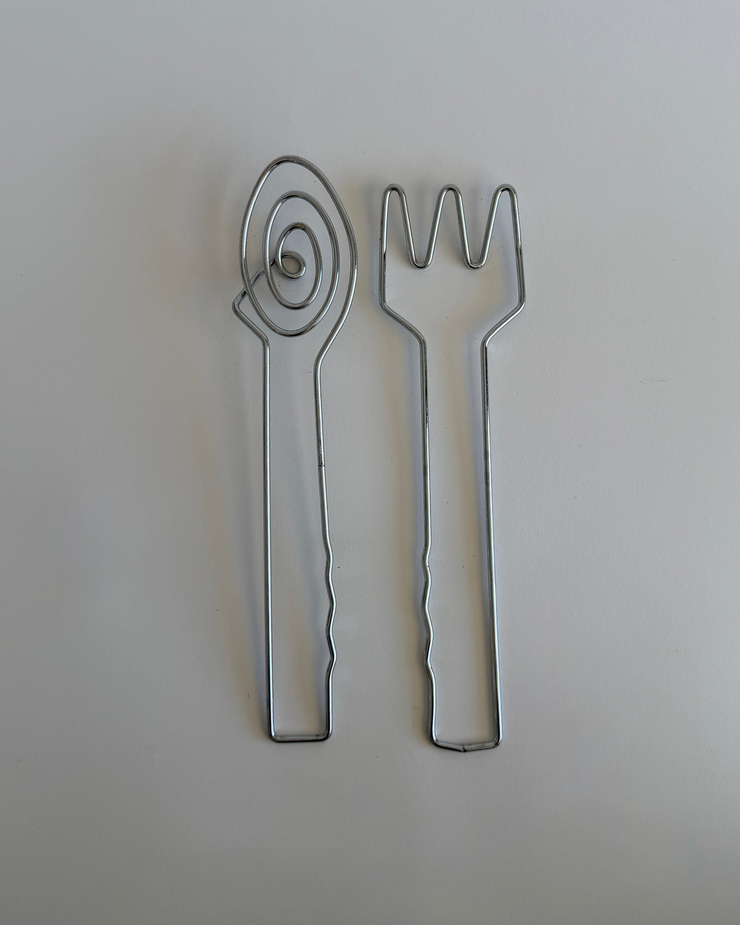 Vintage Chrome Wire Salad Servers – Postmodern Spiral Design