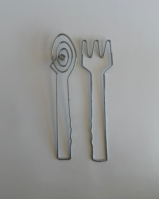 Vintage Chrome Wire Salad Servers – Postmodern Spiral Design