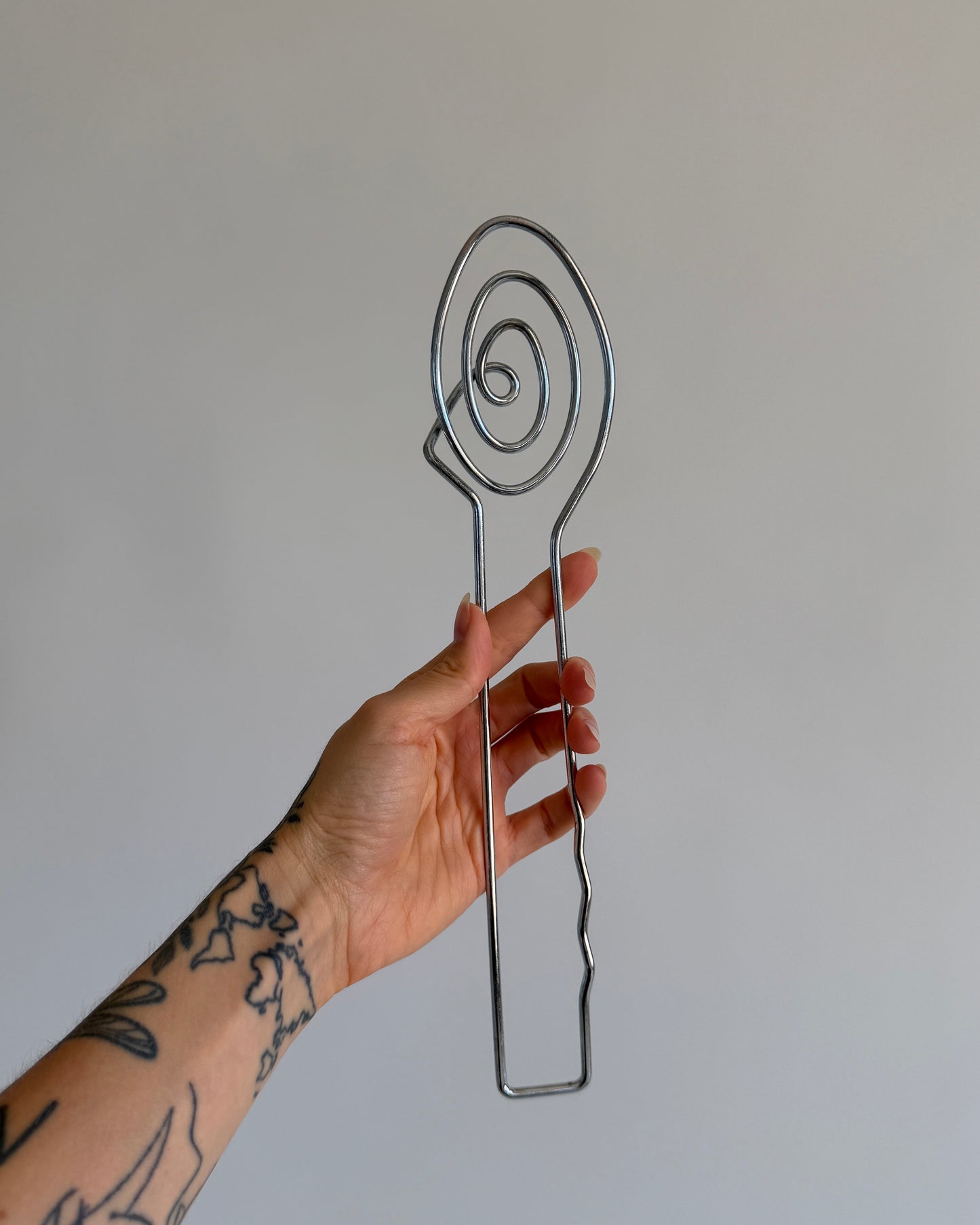 Vintage Chrome Wire Salad Servers – Postmodern Spiral Design