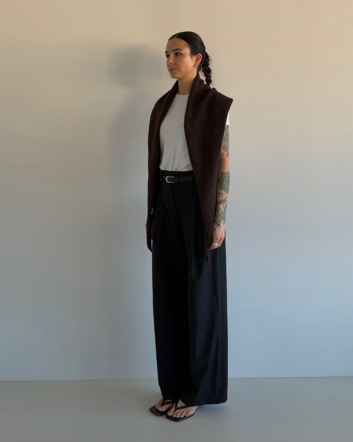Triangle Wool Scarf Brown