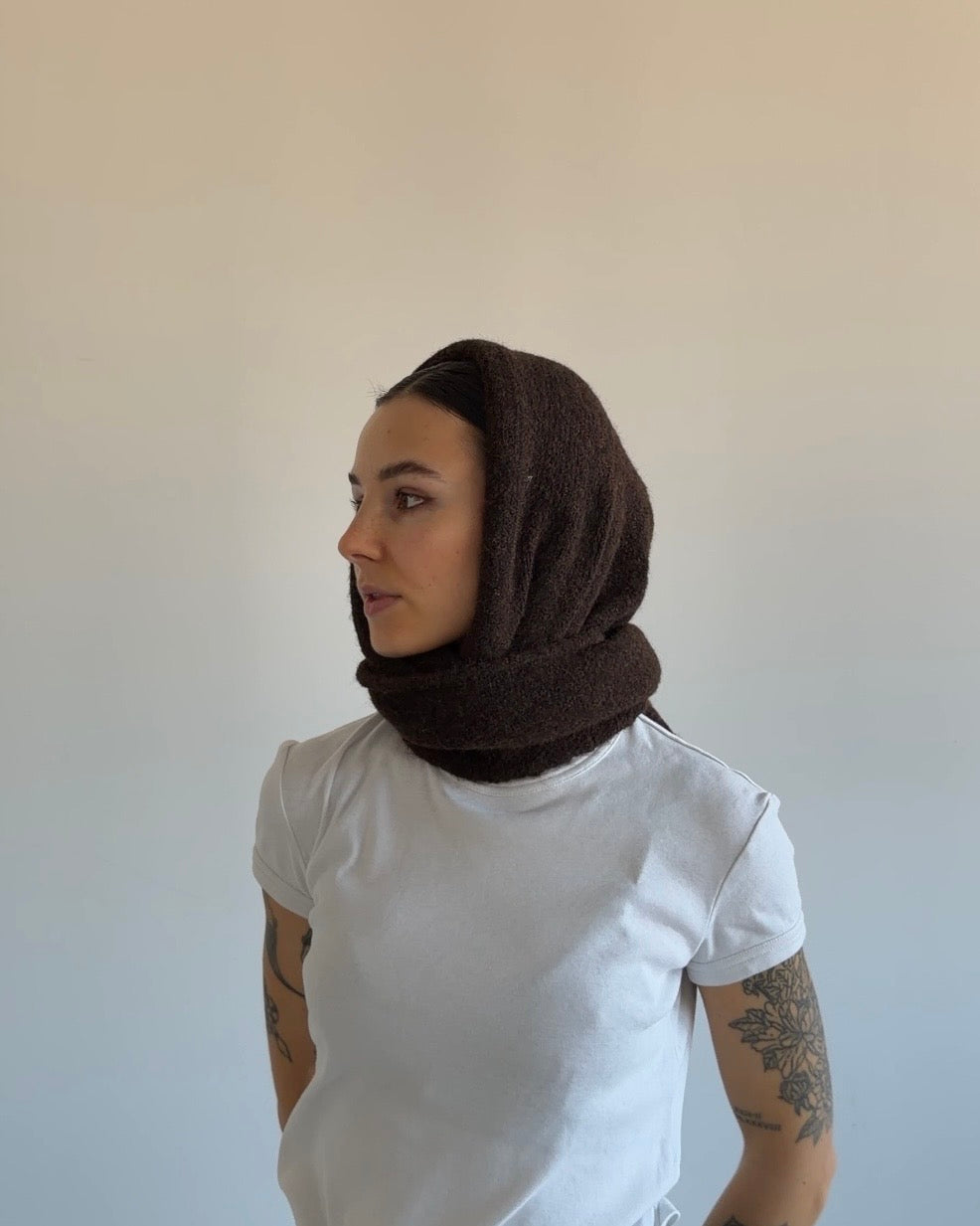 Triangle Wool Scarf Brown