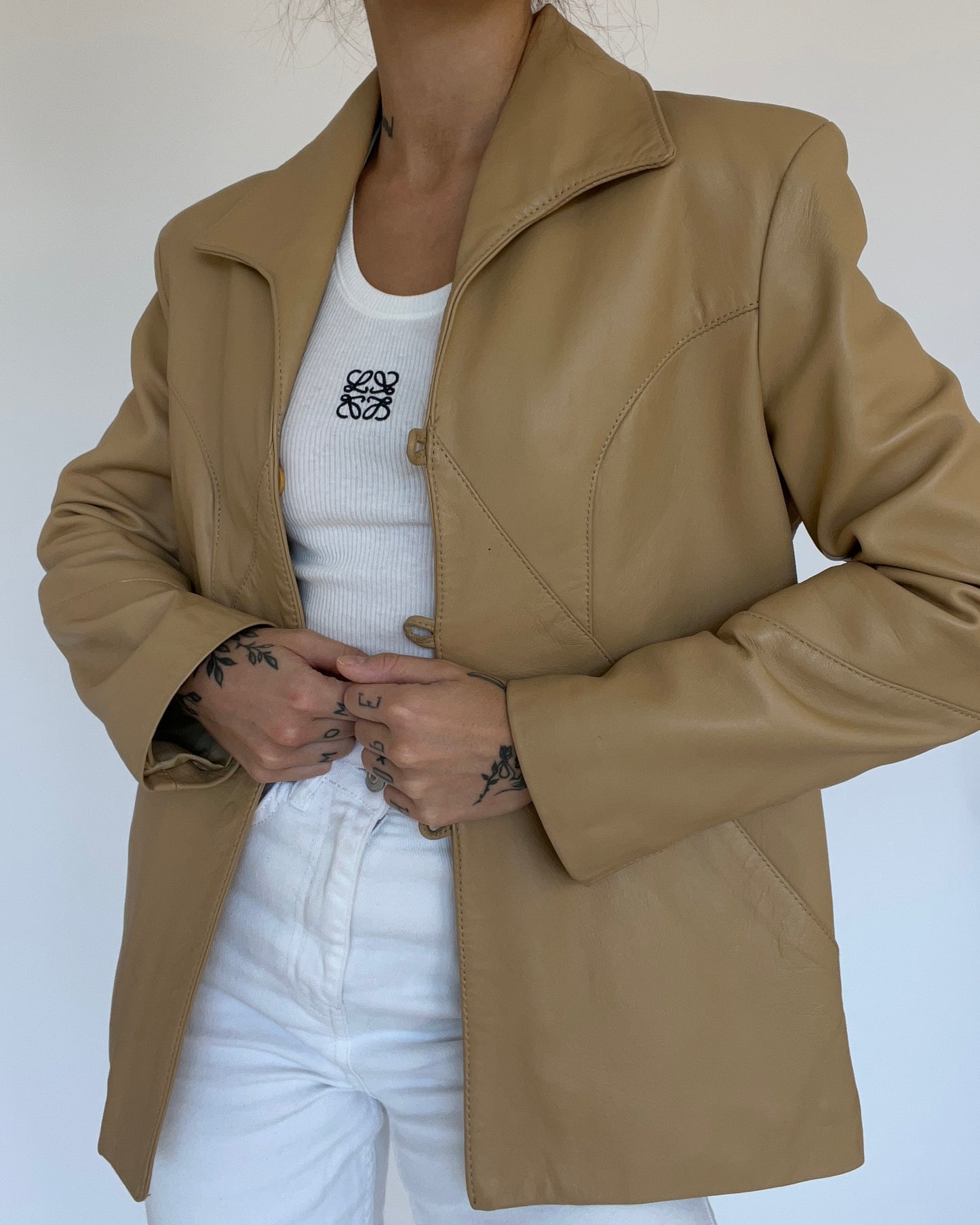 Leather Jacket Brown/Beige