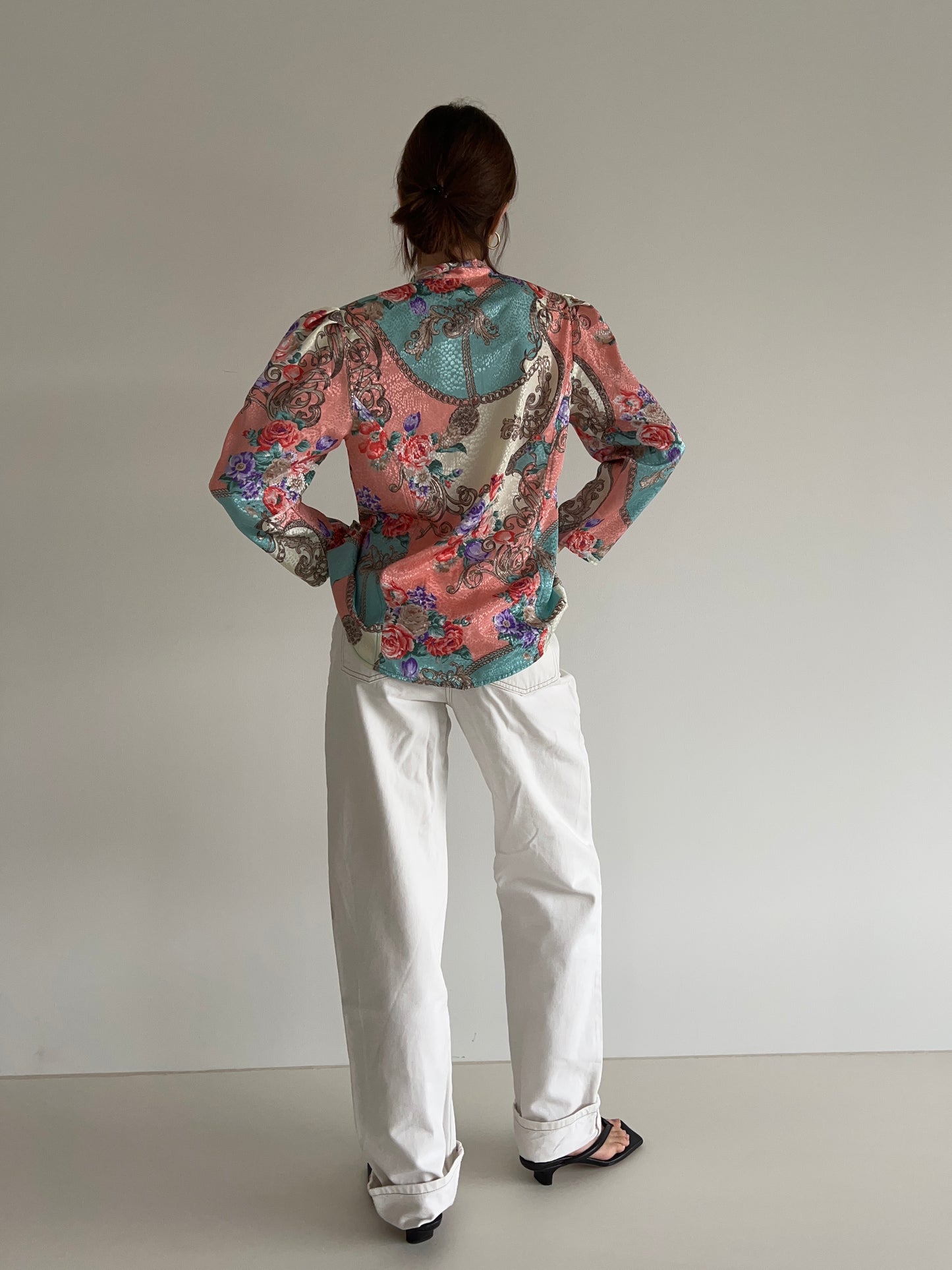 Colorful Blouse with Shoulder Pads