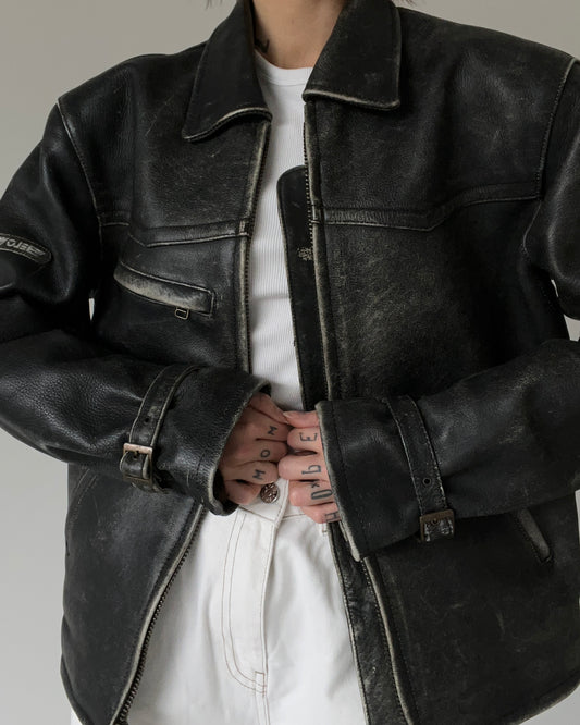Heavy Leather Jacket Black